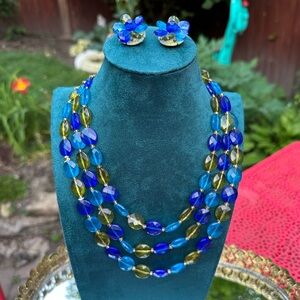 Vintage 1950's Signed W. Germany Peacock Jewelry Set